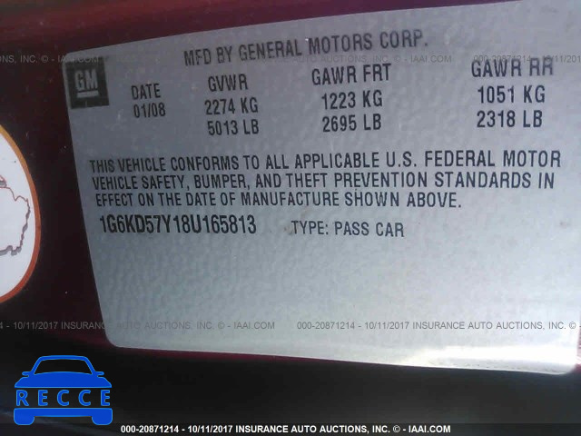 2008 Cadillac DTS 1G6KD57Y18U165813 image 8