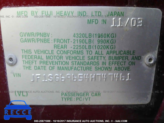 2004 Subaru Forester 2.5XT JF1SG69654H747461 Bild 8