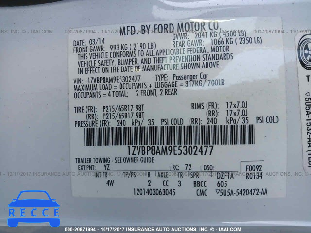 2014 Ford Mustang 1ZVBP8AM9E5302477 image 8