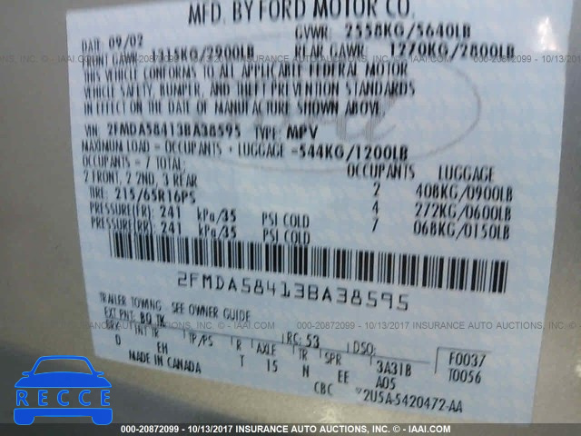 2003 Ford Windstar 2FMDA58413BA38595 image 8