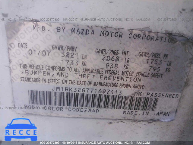 2007 Mazda 3 JM1BK32G771697413 image 8
