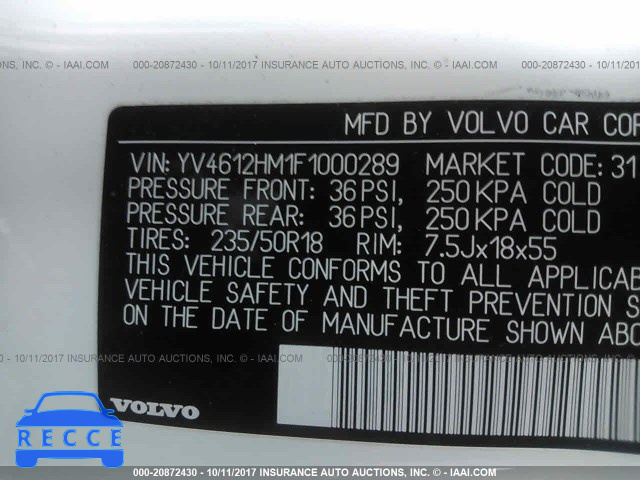 2015 Volvo V60 Cross Country YV4612HM1F1000289 image 8