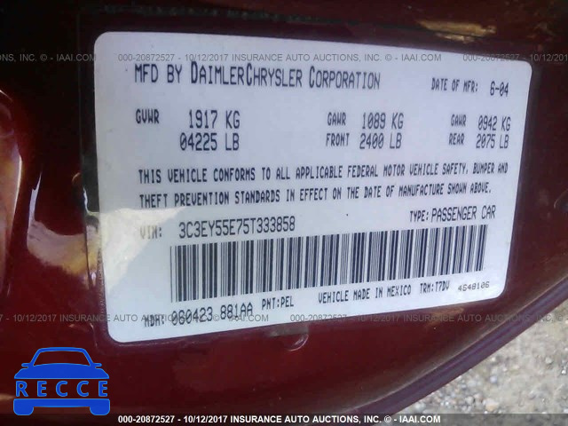 2005 CHRYSLER PT CRUISER 3C3EY55E75T333858 image 8