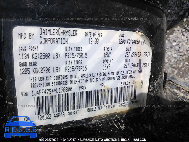 2000 Jeep Cherokee SPORT 1J4FF47S4YL178800 image 8