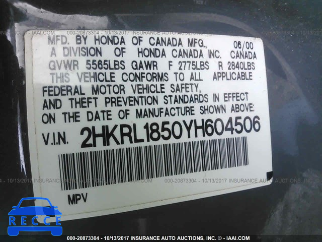 2000 Honda Odyssey 2HKRL1850YH604506 image 8