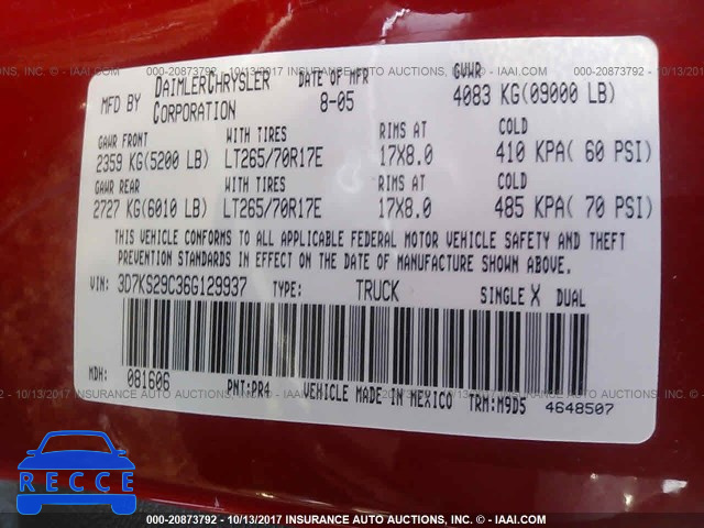 2006 Dodge RAM 2500 3D7KS29C36G129937 image 8