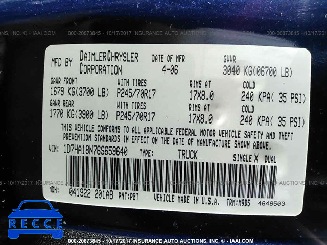 2006 Dodge RAM 1500 1D7HA18N76S659640 image 8