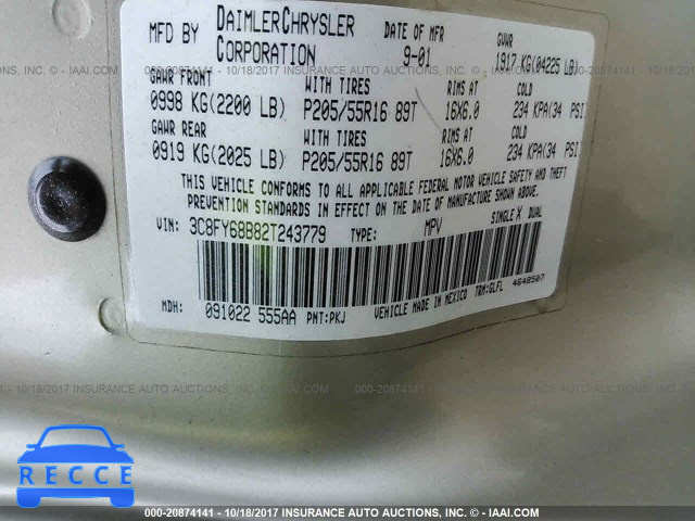 2002 CHRYSLER PT CRUISER 3C8FY68B82T243779 image 8