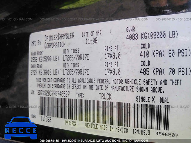 2007 Dodge RAM 2500 3D7KS28C77G748527 image 8