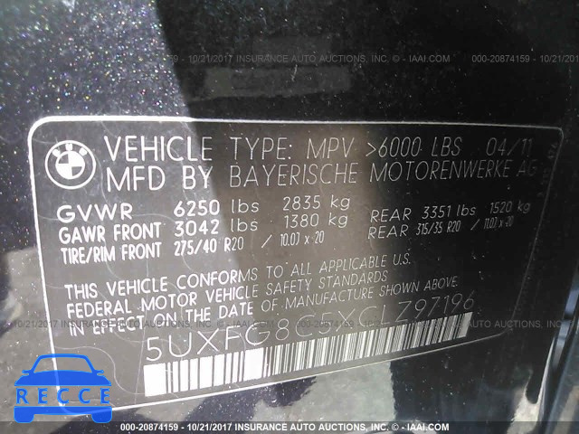 2012 BMW X6 5UXFG8C5XCLZ97196 image 8