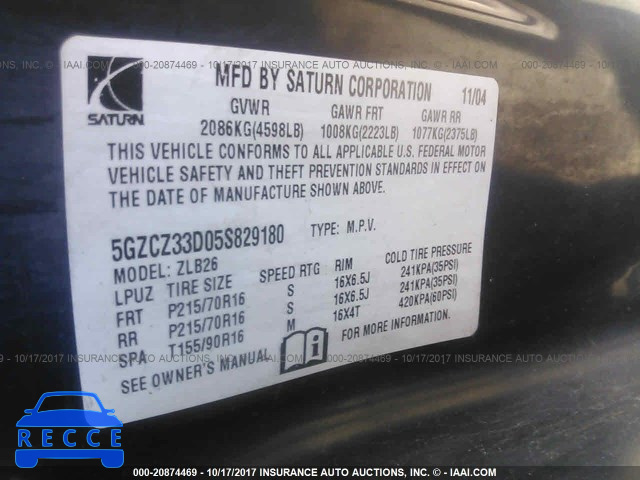 2005 Saturn VUE 5GZCZ33D05S829180 image 8