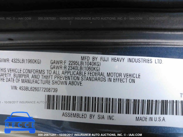 2007 Subaru Legacy 4S3BL626077208739 image 8