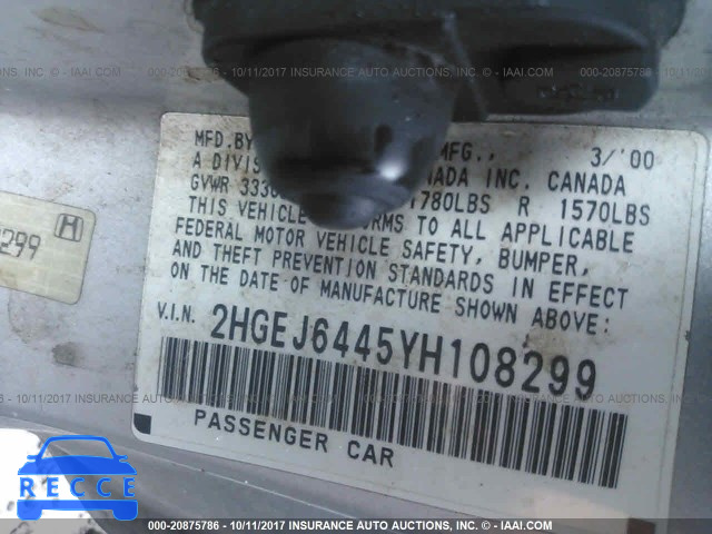 2000 HONDA CIVIC 2HGEJ6445YH108299 image 8