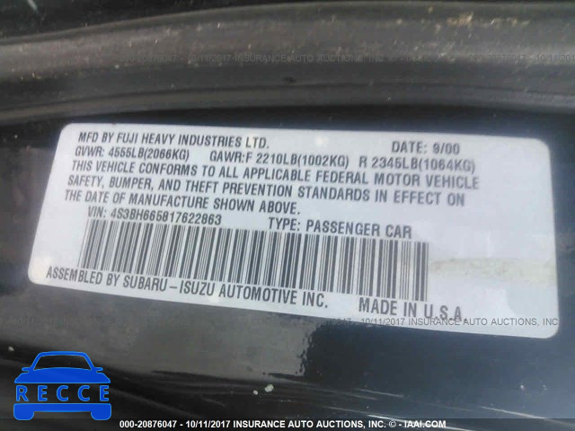 2001 Subaru Legacy 4S3BH665817622863 image 8