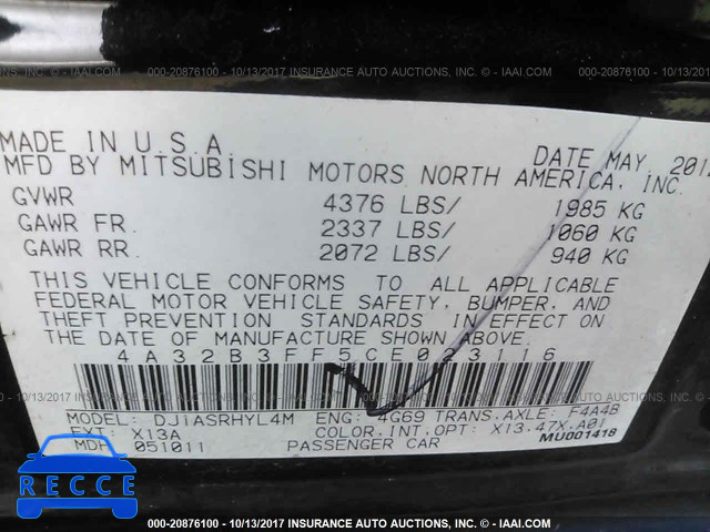 2012 Mitsubishi Galant ES/SE 4A32B3FF5CE023116 image 8