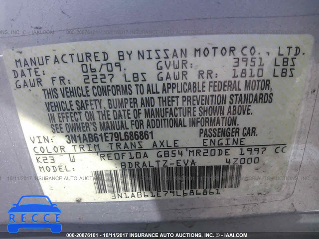 2009 Nissan Sentra 3N1AB61E79L686861 Bild 8