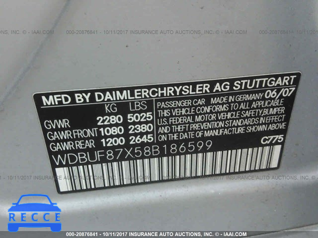 2008 Mercedes-benz E 350 4MATIC WDBUF87X58B186599 зображення 8