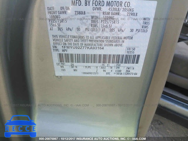 2007 Ford Escape XLS 1FMYU92Z77KA93164 image 8