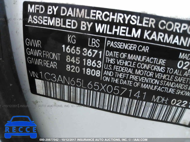 2005 Chrysler Crossfire 1C3AN65L65X057141 зображення 8
