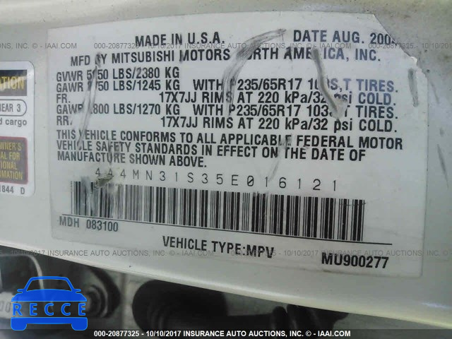 2005 Mitsubishi Endeavor 4A4MN31S35E016121 image 8