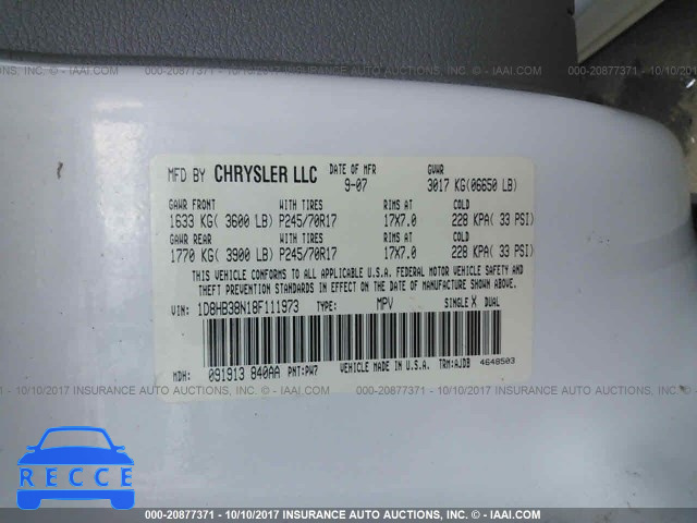 2008 Dodge Durango 1D8HB38N18F111973 image 8