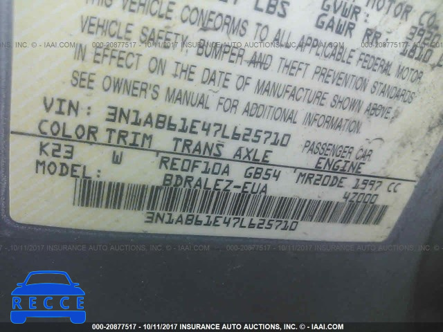 2007 Nissan Sentra 3N1AB61E47L625710 зображення 8