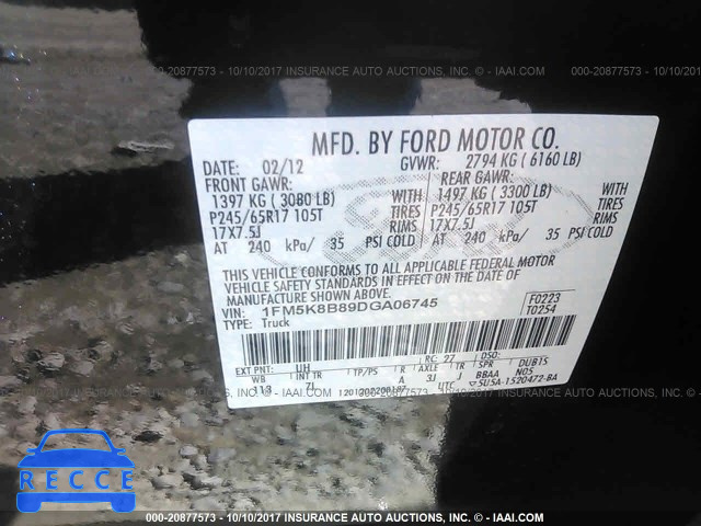 2013 Ford Explorer 1FM5K8B89DGA06745 Bild 8