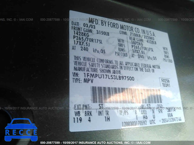 2003 FORD EXPEDITION 1FMPU17L53LB97500 image 8