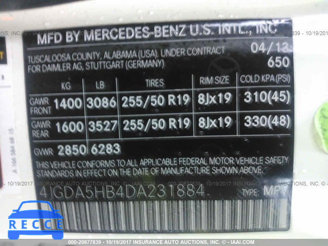 2013 Mercedes-benz ML 4JGDA5HB4DA231884 image 8