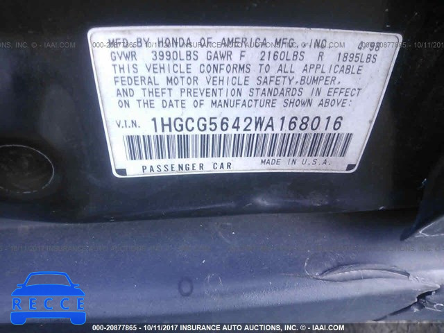 1998 HONDA ACCORD 1HGCG5642WA168016 Bild 8