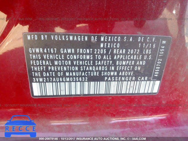 2016 Volkswagen Golf S/SE/SEL 3VW217AU6GM035632 image 8