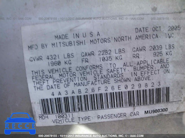 2006 Mitsubishi Galant DE 4A3AB26F26E029823 image 8