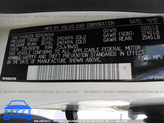 2013 Volvo XC60 3.2 YV4952DL1D2424044 image 8