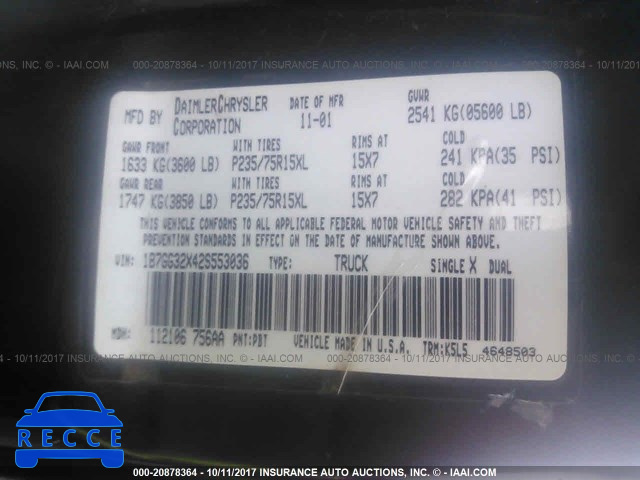 2002 Dodge Dakota 1B7GG32X42S553036 image 8