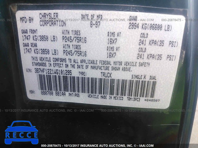 1998 Dodge RAM 1500 3B7HF12Z1WG101295 image 8