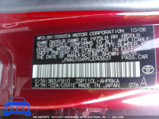 2009 Scion XD JTKKU10499J043631 image 8