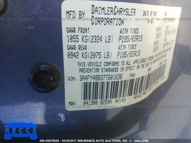 2007 CHRYSLER PT CRUISER 3A4FY48B37T601636 image 8