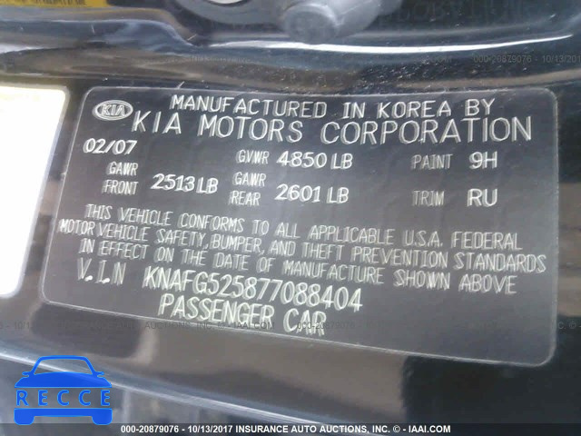 2007 KIA Rondo KNAFG525877088404 зображення 8