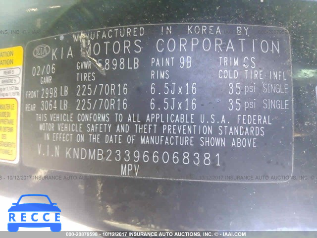 2006 KIA Sedona EX/LX KNDMB233966068381 image 8