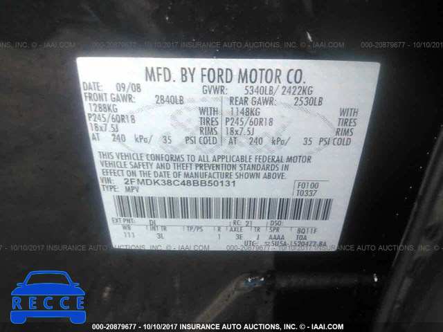 2008 Ford Edge 2FMDK38C48BB50131 image 8