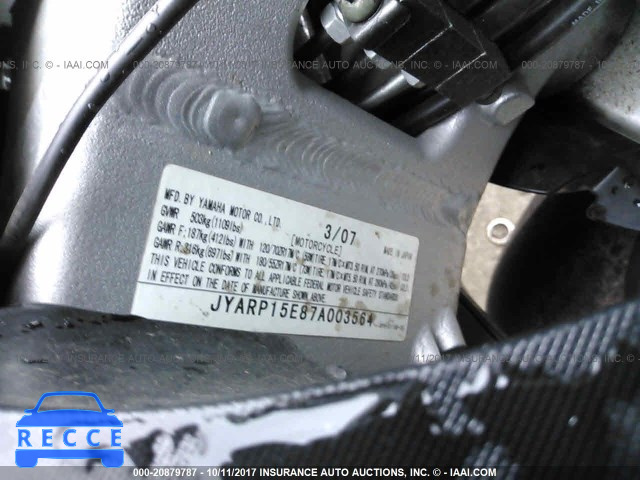 2007 Yamaha FJR1300 JYARP15E87A003564 зображення 9
