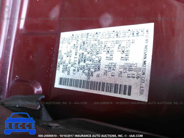 2006 NISSAN QUEST 5N1BV28U26N116787 Bild 8