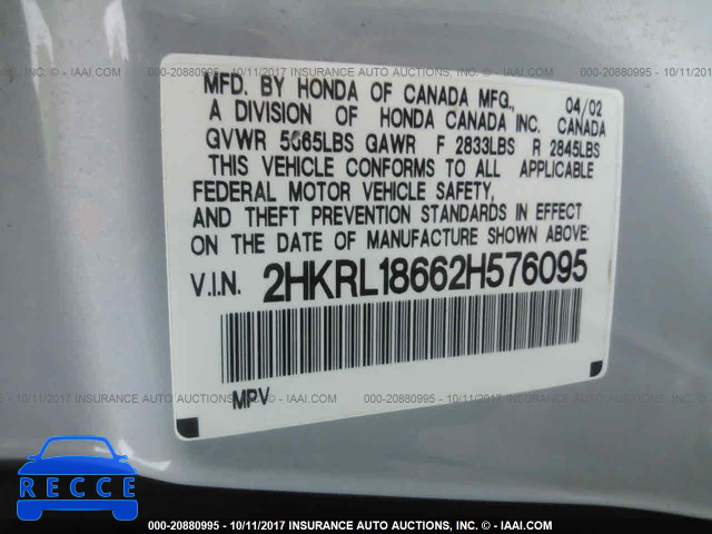 2002 Honda Odyssey 2HKRL18662H576095 image 8
