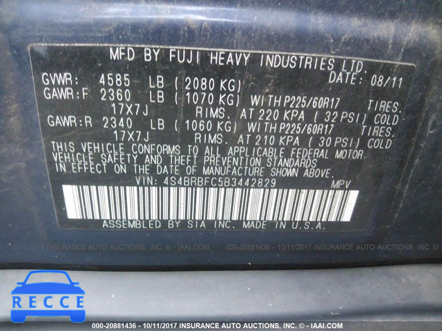 2011 Subaru Outback 4S4BRBFC5B3442829 image 8