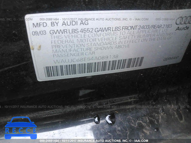 2004 AUDI A4 WAUJC68E54A089138 image 8