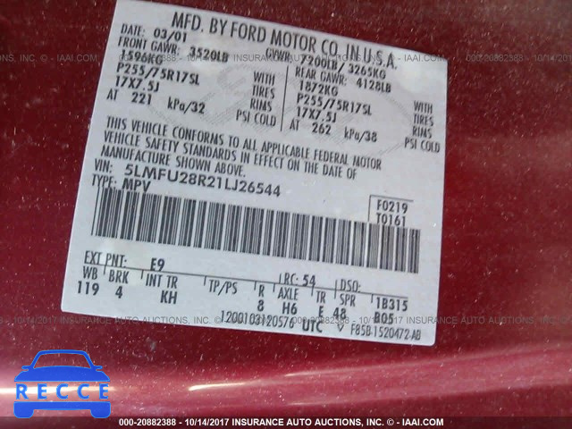2001 Lincoln Navigator 5LMFU28R21LJ26544 image 8