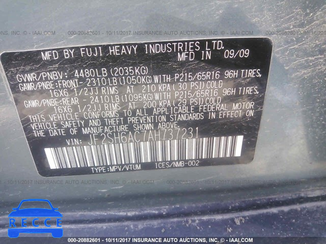 2010 Subaru Forester JF2SH6AC7AH737231 image 8