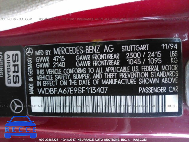 1995 Mercedes-benz SL WDBFA67E9SF113407 image 8