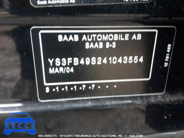 2004 Saab 9-3 LINEAR YS3FB49S241043554 image 8