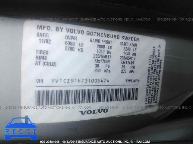 2003 Volvo XC90 YV1CZ91H731005474 image 8